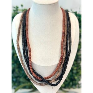 Vintage Multistrand Wood Beaded Necklace